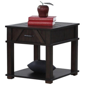 Progressive Furniture Foxcroft Rectangular End Table in Dark Pine - All