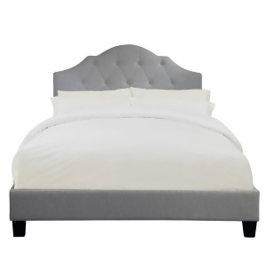 Pulaski Queen All-In-One Scalloped Tufted Upholstered Bed in Dupree Mist - All