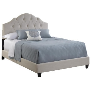 Pulaski Queen All-In-One Scallpoed Tufted Upholstered Bed in Romantica Linen - All