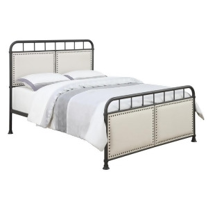 Pulaski All-in-One Linen Upholstered Panel Queen Metal Bed - All