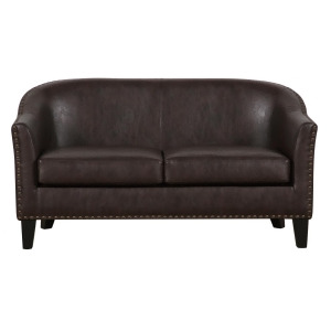 Pulaski Brown Faux Leather Upholstered Settee - All