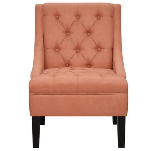 Pulaski Scoop Arm Button Tufted Accent Chair in Sateen Salmon - All