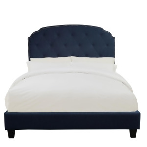 Pulaski Queen All-In-One Shaped Corners Upholstered Bed in Dupree Cobalt - All