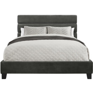 Pulaski Horizontally Channeled All-In-One Queen Upholstered Bed in Rave Thunder - All