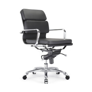 Design Lab Century Black Padded Modern Classic Aluminum Office Chair Set of 2 - All