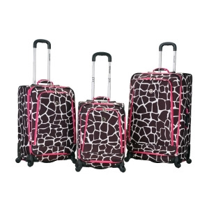 Rockland Pink Giraffe Fusion 3 Piece Luggage Set - All