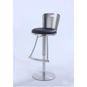 Chintaly 0406 Metal-Back Adjustable Height Stool in Brushed Nickel - All