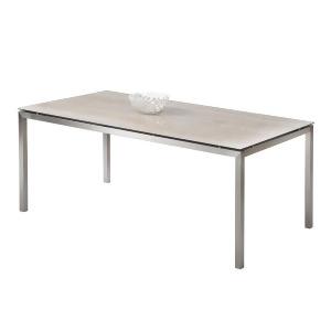 Chintaly Claudia Ceramic Glass Dining Table in Brushed Stainless Steel - All