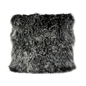 Moes Home Lamb Fur Pillow in Large Black Snow - All