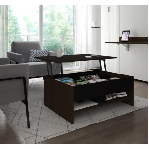 Bestar Small Space 37 Inch Lift-Top Storage Coffee Table in Dark Chocolate Bla - All