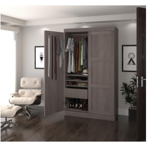 Bestar Pur Pullout Armoire in Bark Gray - All