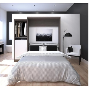 Bestar Nebula 90 Inch Queen Wall Bed Kit in Bark Gray White - All