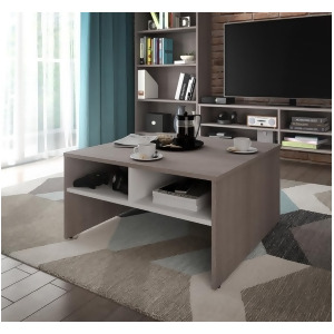 Bestar Small Space 29.5 Inch Storage Coffee Table in Bark Gray White - All