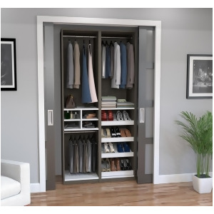 Bestar Cielo Classic 59 Inch Reach-In Closet in Bark Gray White - All