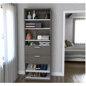 Bestar Cielo 29.5 Inch Shoe/Closet Storage Unit w/Drawers in Bark Gray White - All