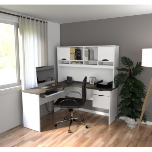 Bestar Innova L-Shaped Desk in White Antigua - All