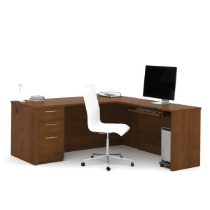 Bestar Embassy 71 Inch L-Shaped Computer Desk in Tuscany Brown - All