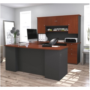 Bestar Manhattan U-Shaped Workstation in Bordeaux Graphite - All