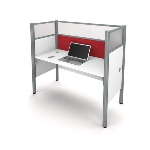 Bestar Pro-Biz Simple Workstation w/Privacy Panels in White w/Red Tack Board - All