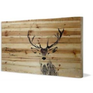 Inquisitive Deer Painting Print On Natural Pine Wood - All
