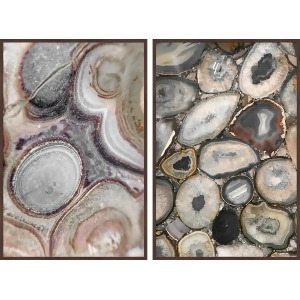 Geode Bunch Diptych Painting Print On Wrapped Canvas With Floater Frame - All