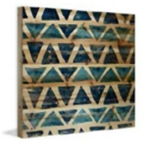Blue Triangles Painting Print On Natural Pine Wood - All