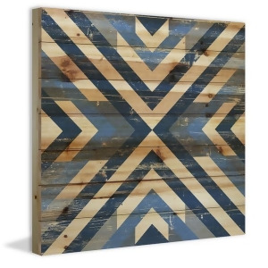 Converging Blues Painting Print On Natural Pine Wood - All
