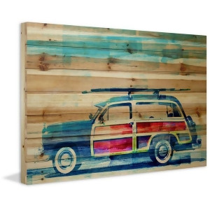 Surf Day Painting Print On Natural Pine Wood - All