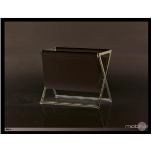 Mobital Mag Magazine Rack In White Leatherette/Stainless Steel Frame - All