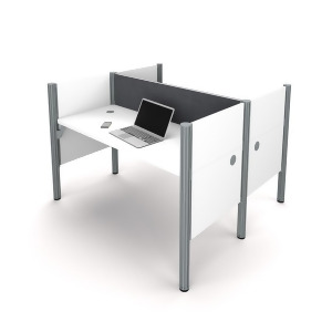 Bestar Pro-Biz Double Face to Face Workstation in White w/Gray Tack Boards - All
