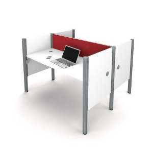 Bestar Pro-Biz Double Face to Face Workstation in White w/Red Tack Boards - All