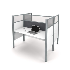 Bestar Pro-Biz Double Face to Face Workstation w/Privacy Panels in White w/Gray - All