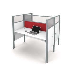 Bestar Pro-Biz Double Face to Face Workstation w/Privacy Panels in White w/Red T - All