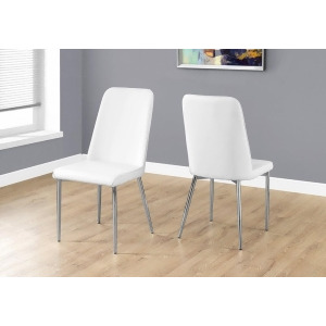 Monarch Specialties 1033 Dining Chair in White Leather-Look Chrome Set of 2 - All