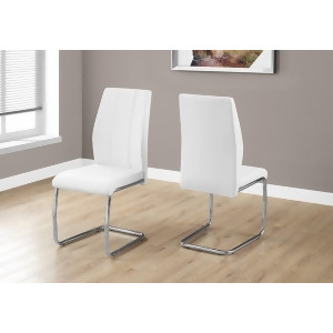 Monarch Specialties 1075 Dining Chair in White Leather-Look Chrome Set of 2 - All