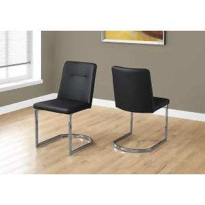Monarch Specialties 1083 Dining Chair in Black Leather-Look Chrome Set of 2 - All