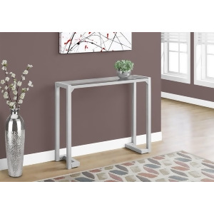 Monarch Specialties 2107 Accent Table in Silver Tempered Glass Hall Console - All