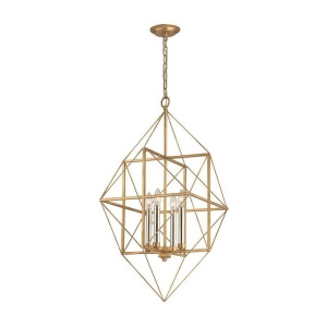 Dimond Lighting Connexions 4 Light Pendant In Antique Gold And Silver Leaf - All