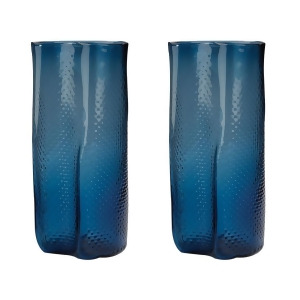 Dimond Home Etched Glass Vases In Navy Blue Set of 2 - All