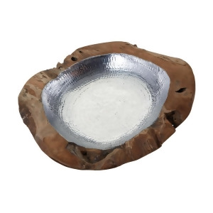 Dimond Home Round Teak Bowl With Aluminum Insert - All
