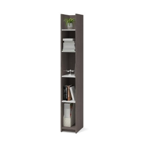 Bestar Small Space 10 Inch Storage Tower in Bark Gray White - All