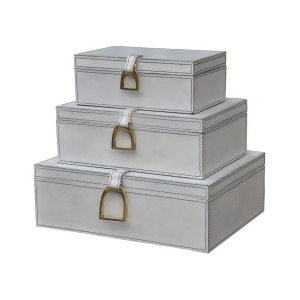 Dimond Home Nested White Leather And Brass Boxes - All