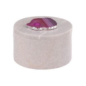 Dimond Home Antilles Round Box In White Marble And Pink Agate - All