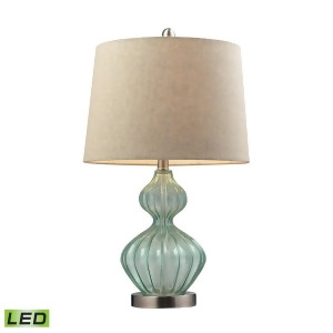 Dimond Lighting Smoked Glass Led Table Lamp In Pale Green With Metallic Linen Sh - All