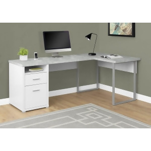 Monarch Specialties 7258 80 Inch Computer Desk in White Cement-Look Left or Ri - All