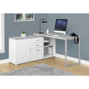 Monarch Specialties 7288 60 Inch Computer Desk in White Cement-Look Left or Ri - All