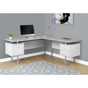Monarch Specialties 7307 70 Inch Computer Desk in White Cement-Look Left or Ri - All