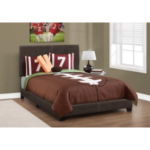 Monarch Specialties 5910F Full Upholstered Platform Bed in Dark Brown Leather-Lo - All