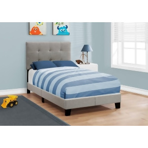 Monarch Specialties 5920 Upholstered Platform Bed in Grey Linen - All