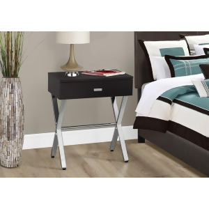 Monarch Specialties 3265 Accent Table in Cappuccino Chrome Metal Nightstand - All